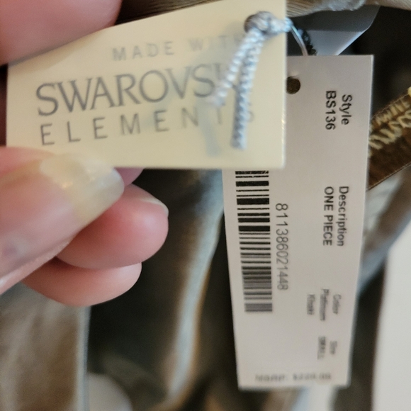 NWT Bellissima Swimsuit Size Small Platinum Khaki With Swarovski Elements - Picture 9 of 12